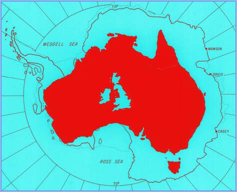 antarctica size compared to australia